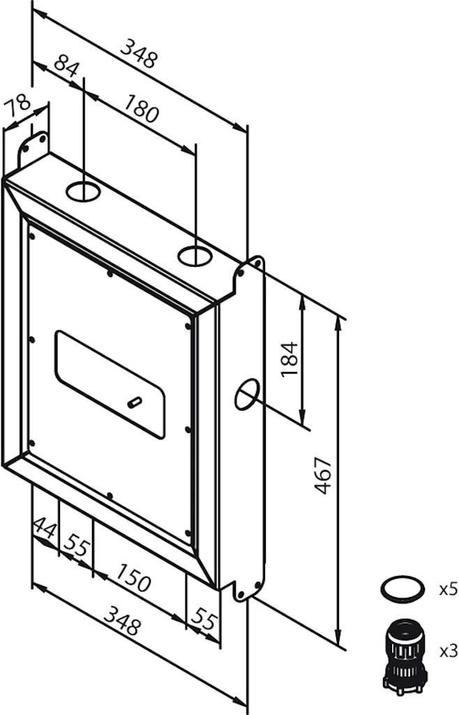 Sikkerhetsboks til servantbatteri for innbygging  Sikkerhetsboks til servantbatteri for innbygging